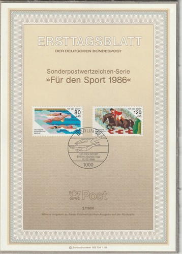 Ersttagsblatt etb 1986 - ersttagsblatt,